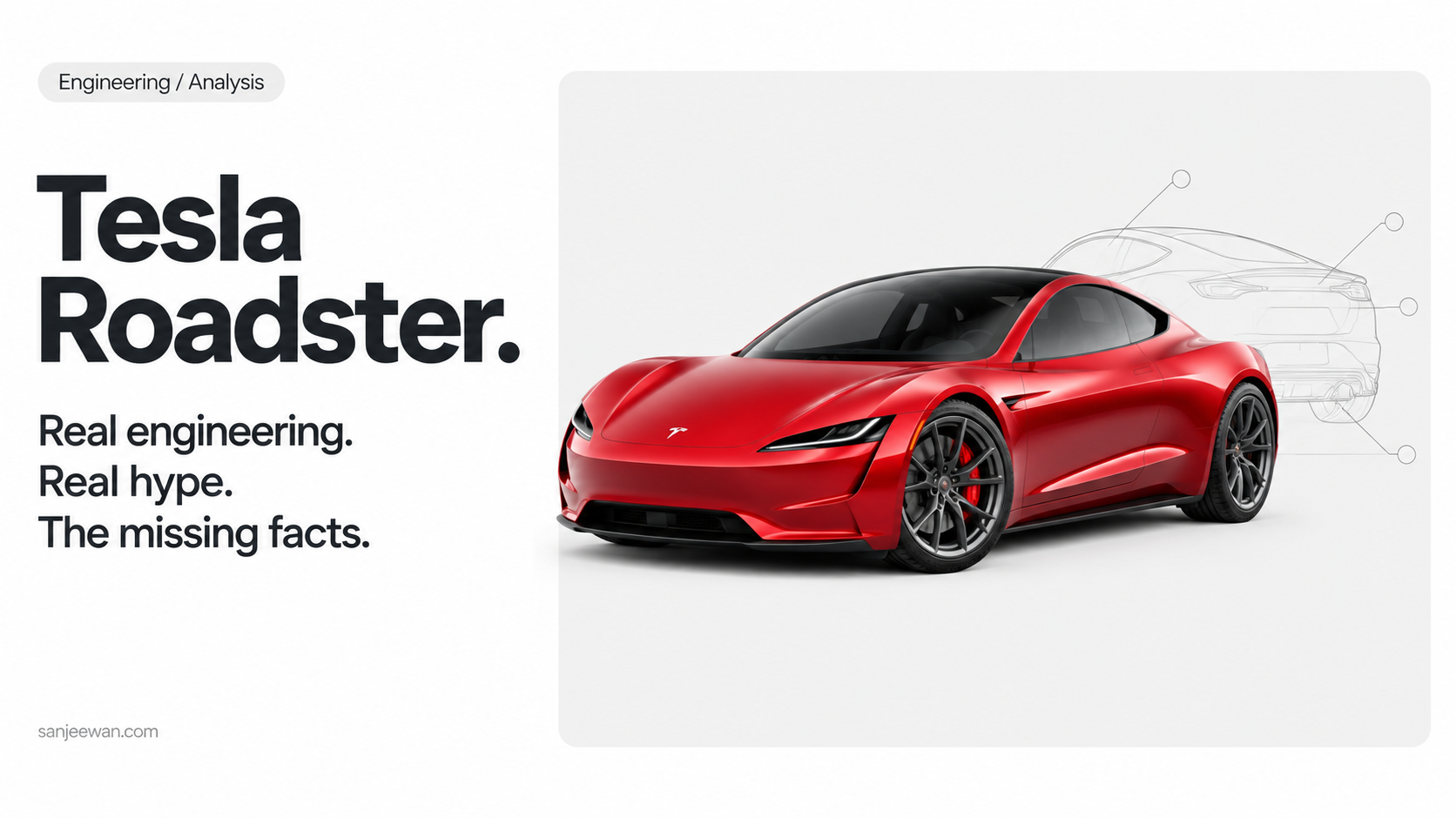 Front three-quarter view of the new Tesla Roadster during its 2026 reveal.